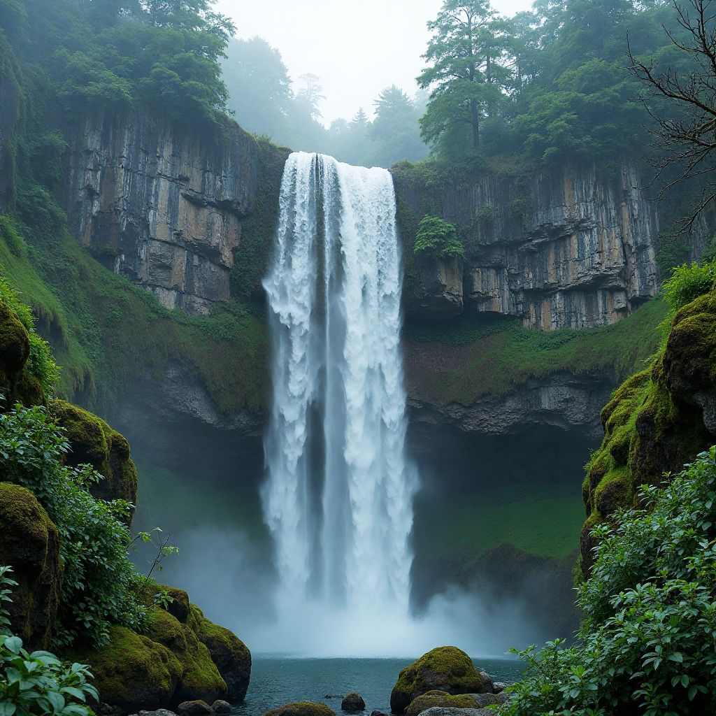 Mountain waterfall cascade